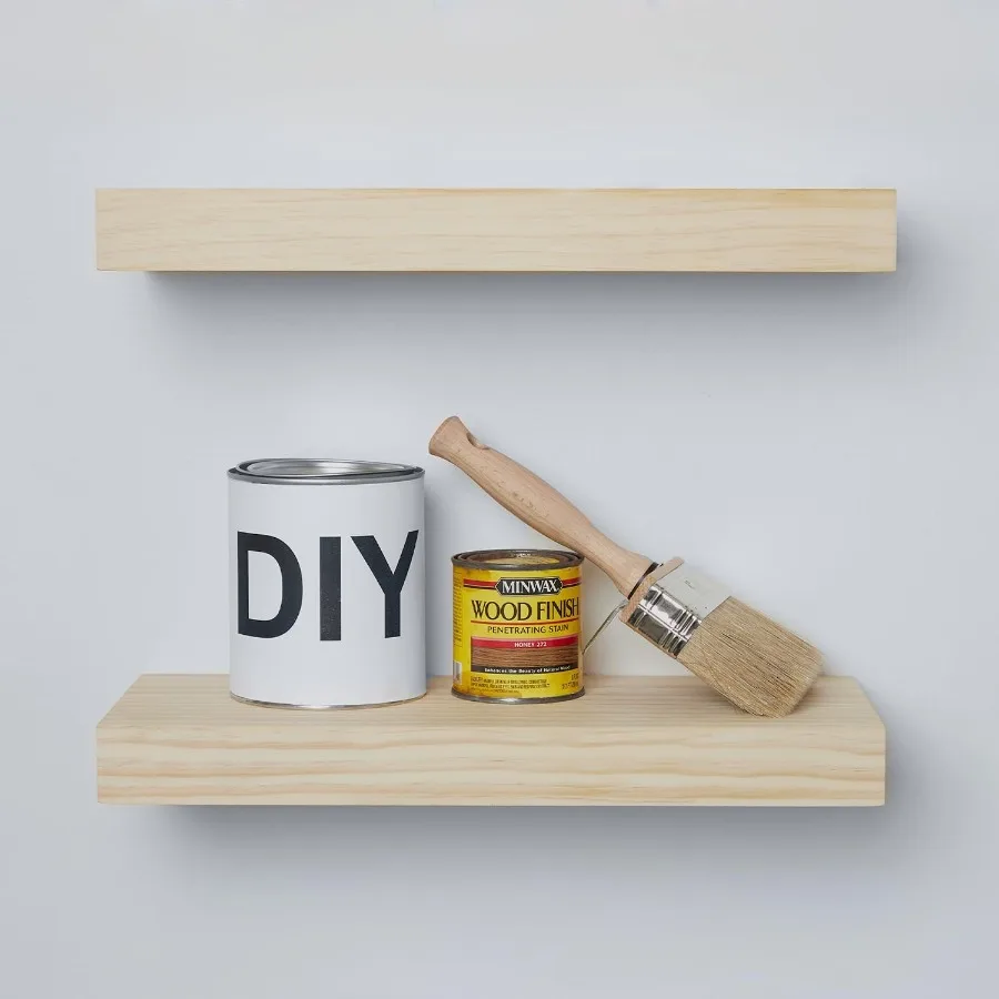 

Wood Floating Shelf 16 inch High End Solid Natural Wood 16inch Floating Shelves for Wall Mounted Unfinished Wooden Small Floati