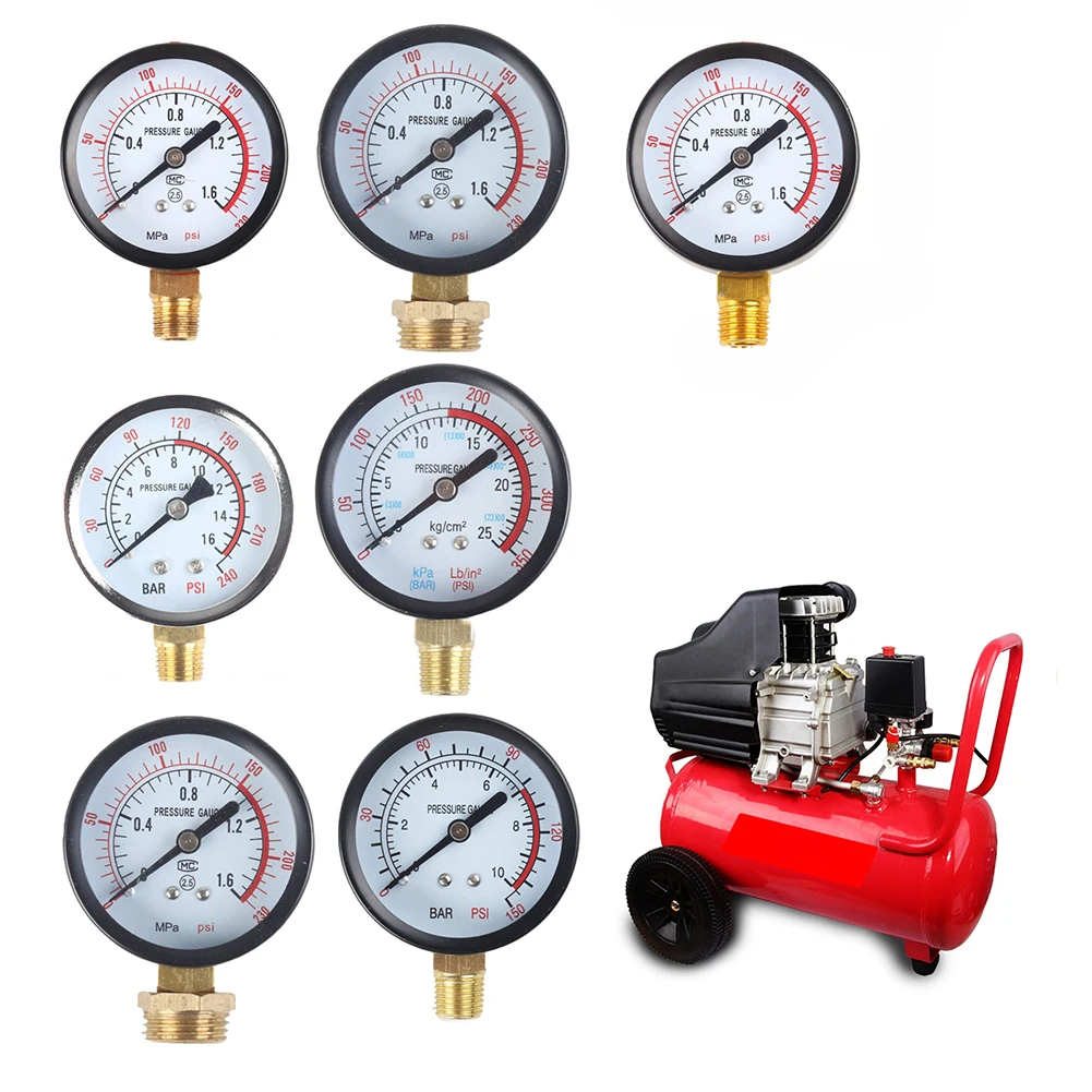 Y60 0-1.6Mpa 0-230PSI Pool Filter Water Pressure Gauge Meter For Air Compressor Pneumatic Systems HVAC Systems