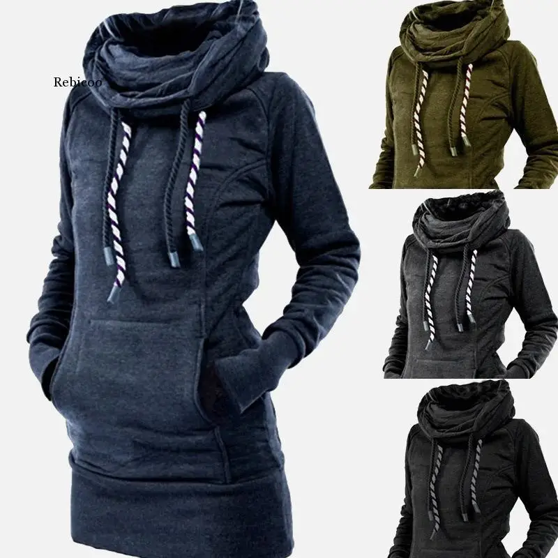 

Women Turtleneck Pullover Robe Plain Thick Hoodies Warm Tunic Sweatshirt Embroidered Star Long Hoodie Dress