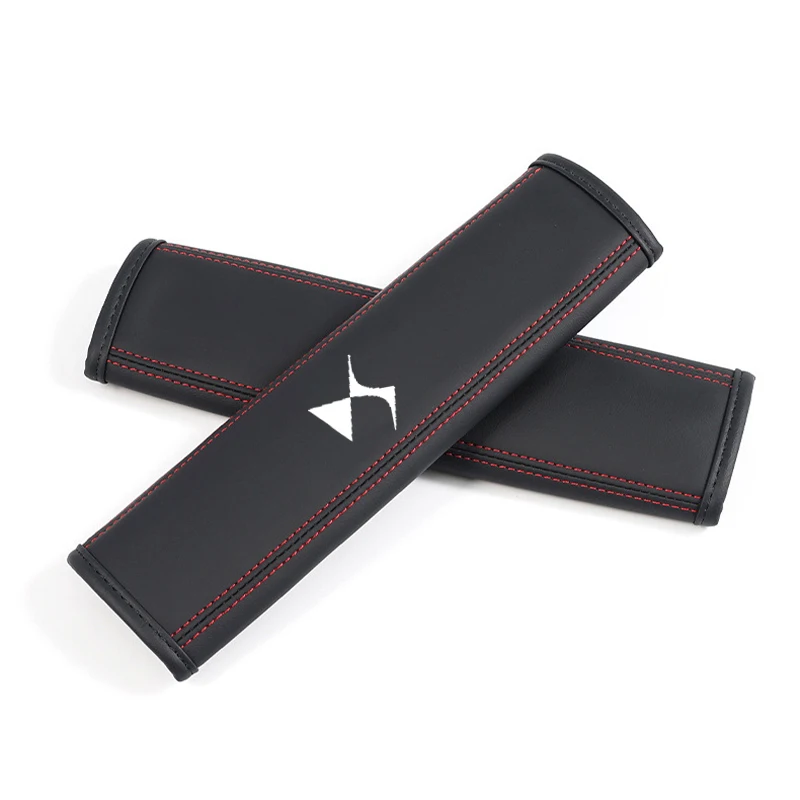 2Pcs Leather Car Safety Belt Shoulder Cover Pads For DS SPIRIT DS3 DS4 DS4S DS5 5LS DS6 DS7 Auto Car Accessories