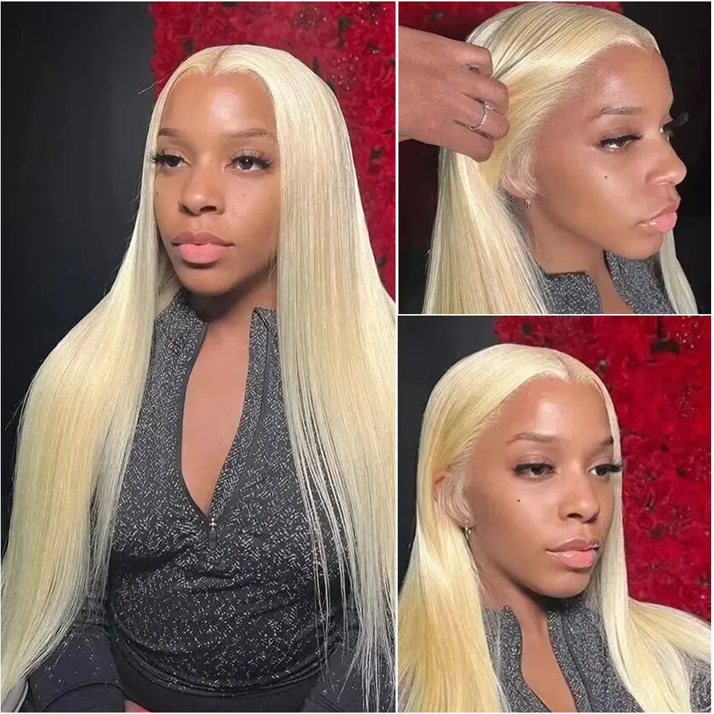 36インチ 613ストレート 13x6 HDハニーブロンド レースフロント 人毛ウィッグ ブラジリアン 13x4 カラーレースフロントウィッグ 女性用 200密度