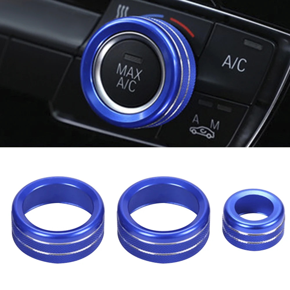 3Pcs/Set Car Air Conditioner Trims For BMW 1 2 3 3GT 4 Series X1 X2 Aluminum Alloy Car Button Protection Cover Scratch-Resistant