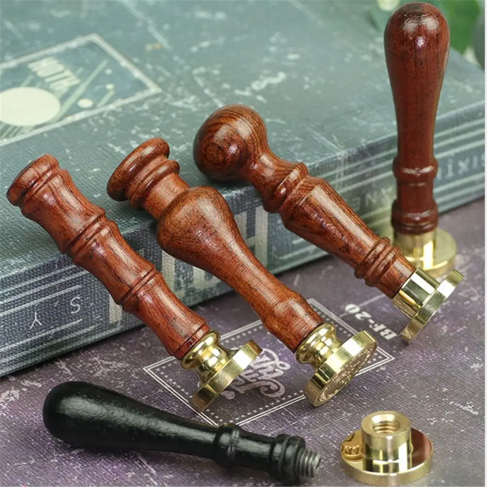 1Pc Wood Handle Wax Seal Stamp Accessories Portable Mini Diy Seal Tool Retro Wood Color Just Handles Post Gifts Decorative