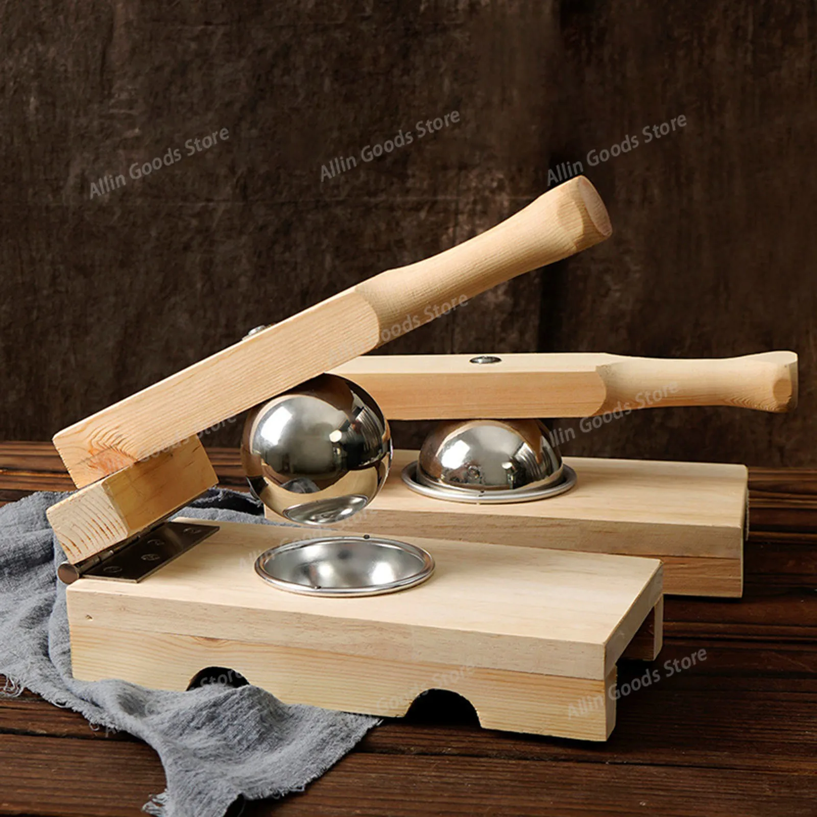 Wooden Press Molder for Mochi Wrapper, Labor-saving Press Implement for Dumpling & Green Rice Balls, Practical Pastry Shaping
