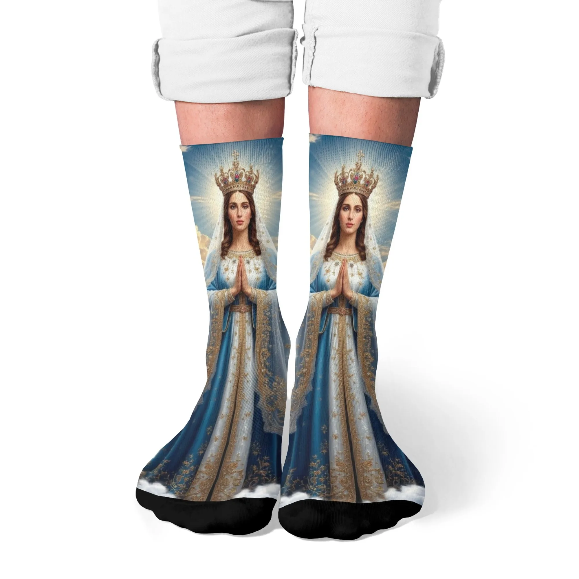 Jungfrau Maria Gebet Neuheit Herrensocken Harajuku Retro Lässige Mode Socken Bequeme warme Outdoor-Sportsocken Urlaubsgeschenk