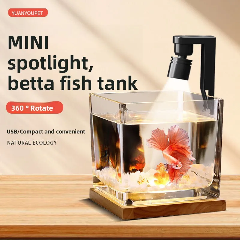 Mini LED Aquarium Spot Clip Light, Splash-Resistant Adjustable Spotlight, Full Spectrum Timer for Planted Betta Guppy Nano Tank