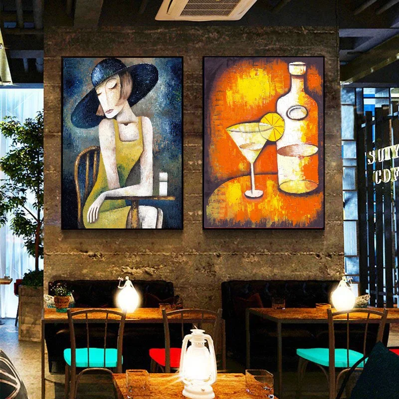 Bar Decoration Painting Abstract Character Creative Personality Picture On The Wall Industrial Style Bar Pub Wall Decoration