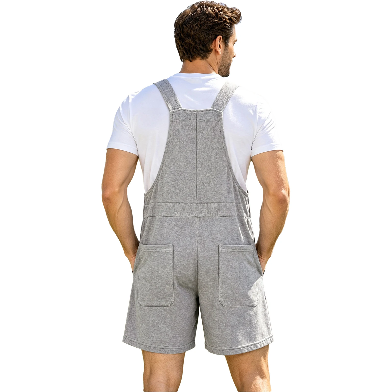 Men Duck Print Overalls Adjustable Straps Bib Shorts with Pockets for Casual Daily Life Party Theme Event Family Gathering