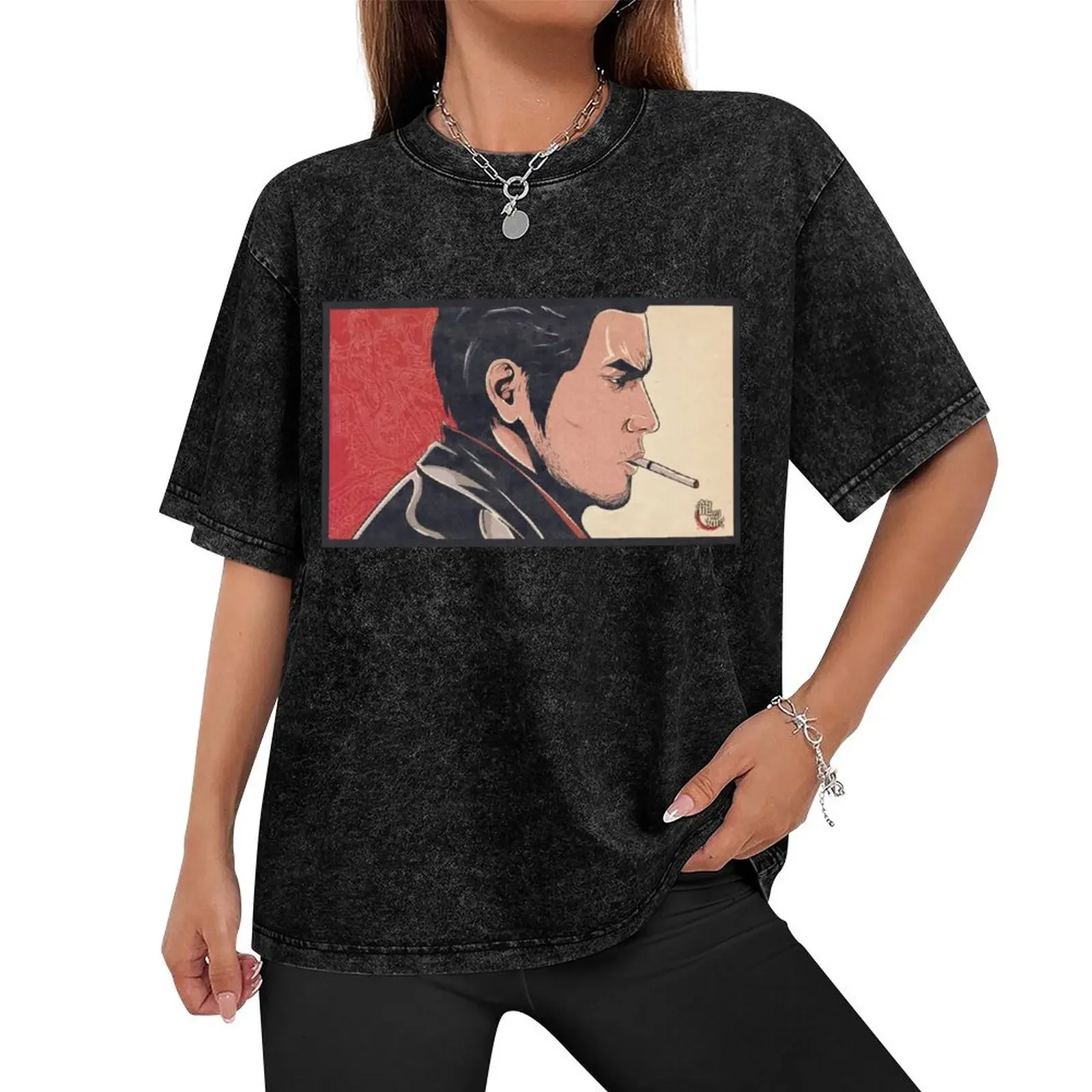 Kazuma Kiryu Yakuza Print T-Shirt for a boy cute tops tees mens shirts graphic tee