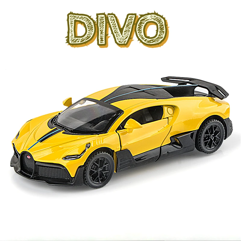 1: 32DIVO sports car model, sound and light feedback, two door toy car, collectible ornaments, gifts