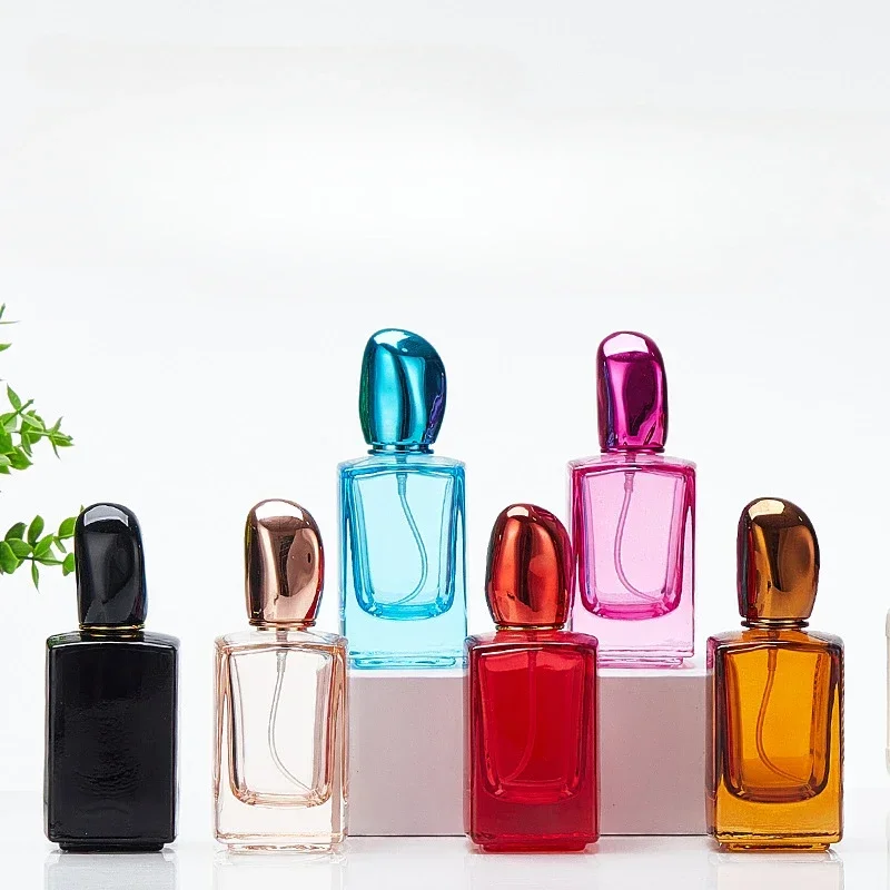 

2Pcs 50ml Portable Glass Spray Sub-bottle Square Perfume Bottle