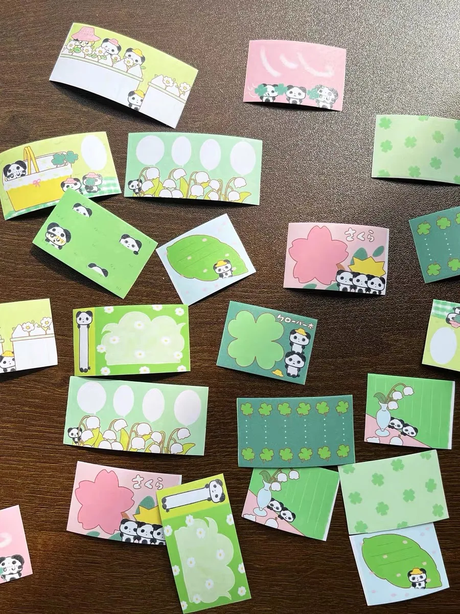 Green panda cute cartoon roll sticker writing hand account available