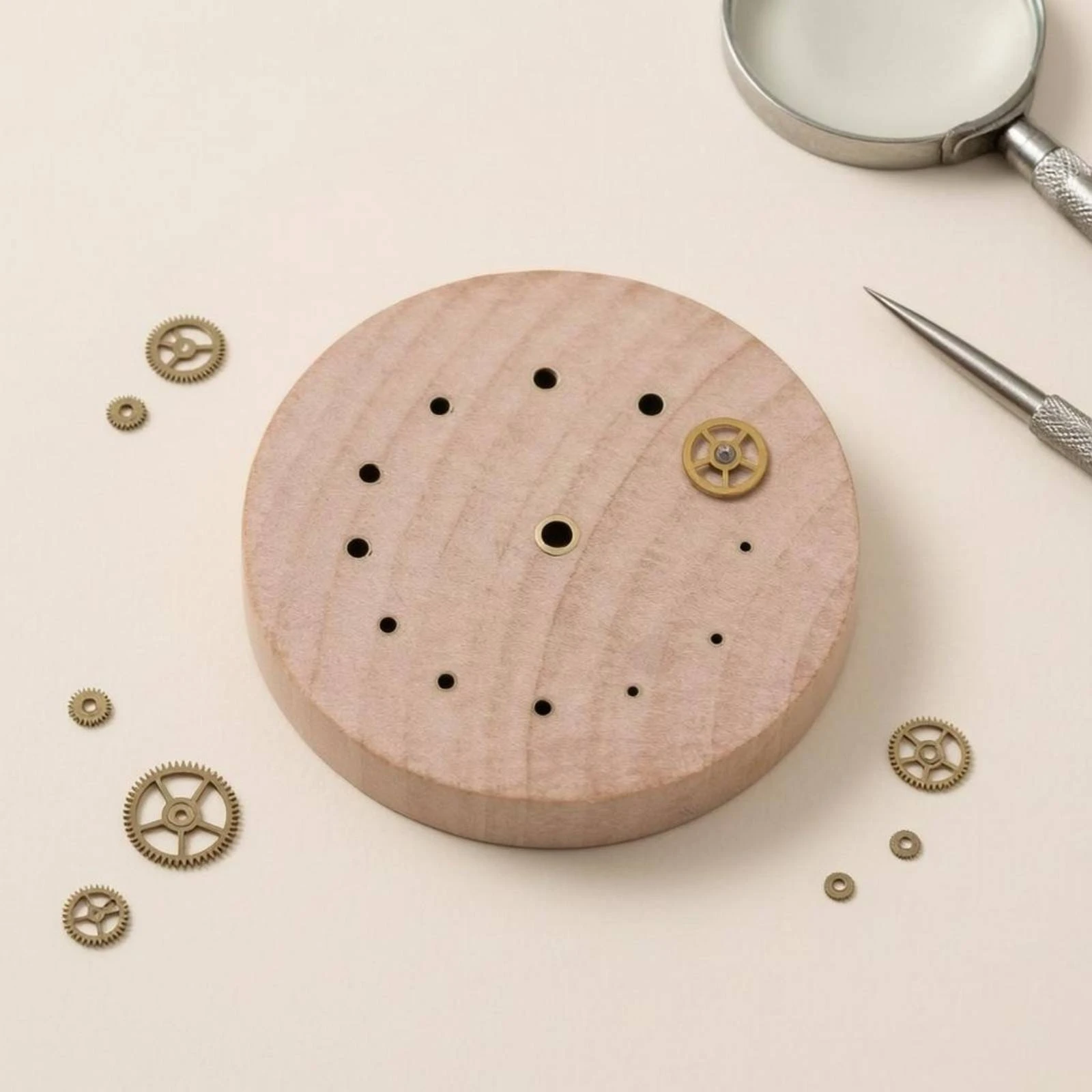 Wood Watch Repair Base Unfinished Beech Wood Base Accurate Alignment Professional for Bench Support