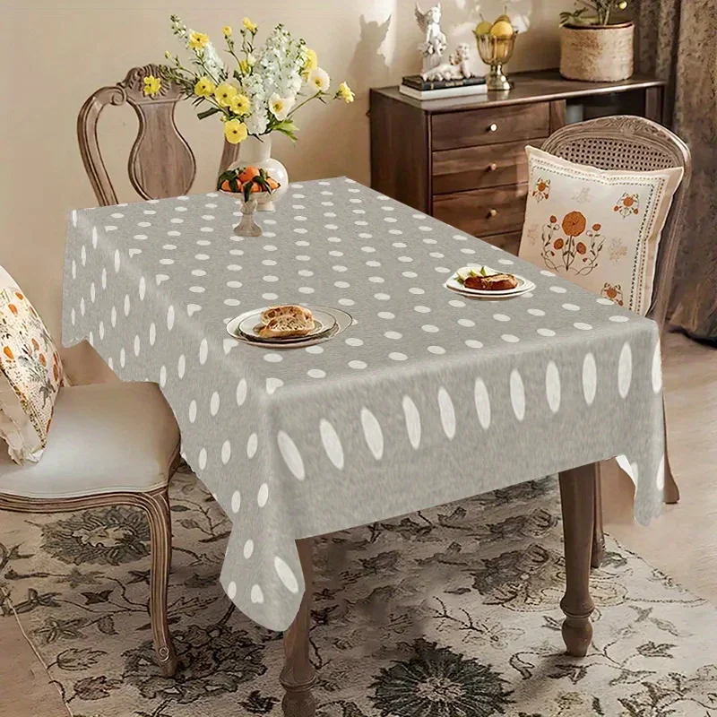 One elegant grey polka dot tablecloth - a must-have for home decoration, a modern tablecloth.zyc