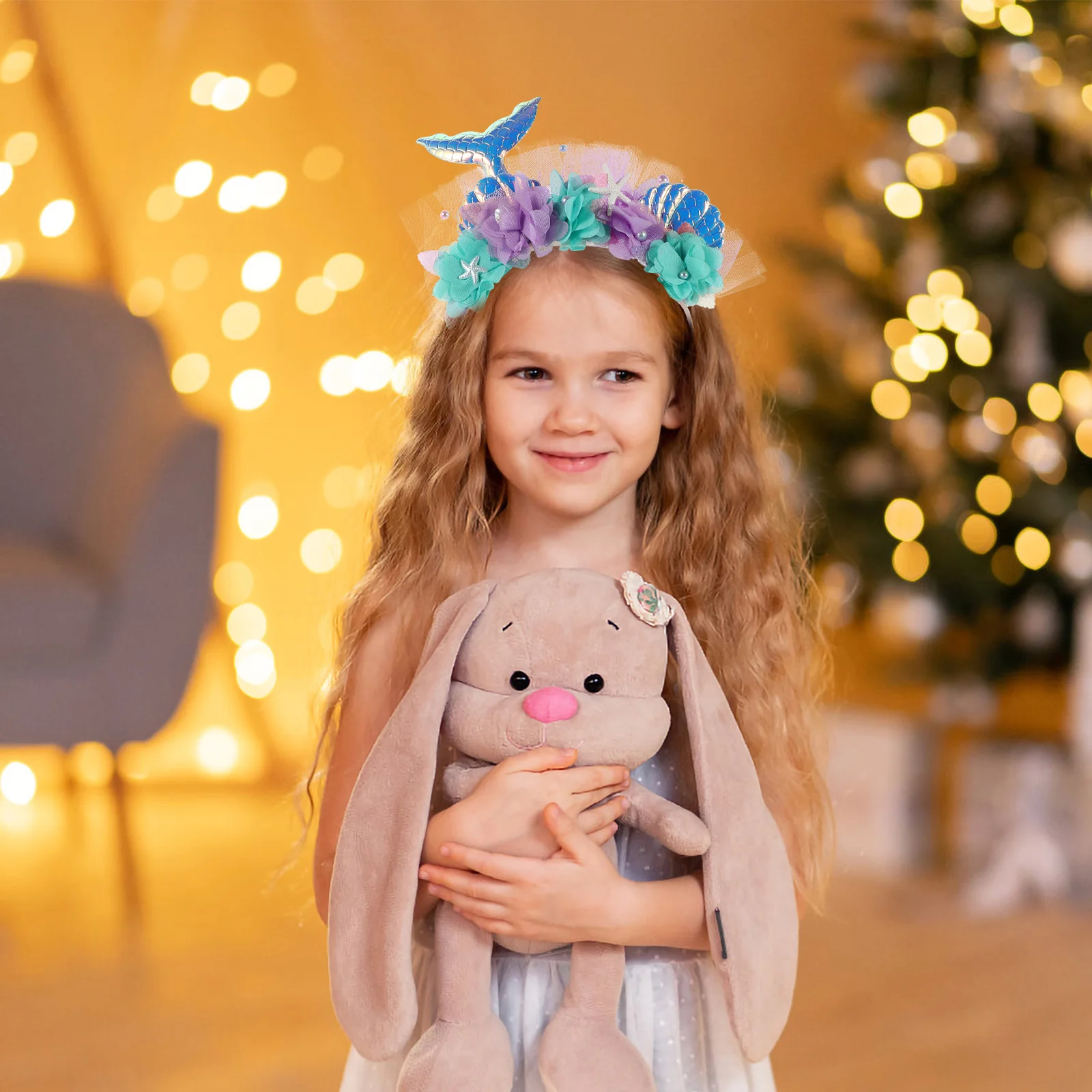 

1Set Kids Mermaid Headband and Decorative Fairy Wand Set Reusable Cosplay Accessories for Birthday Party Favors