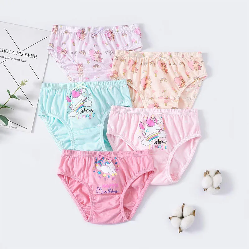 4Pcs/Set Girls Underwear Soft Kids Briefs And Comfortable Panties Unicorn Cute Cartoon Pattern For Little Girls