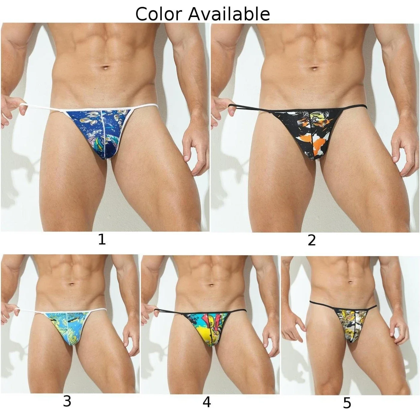 Tanga de tiro bajo con estampado para hombre, ropa interior suave con bolsa para bulto, calzoncillos de playa, bañadores de Bikini de moda