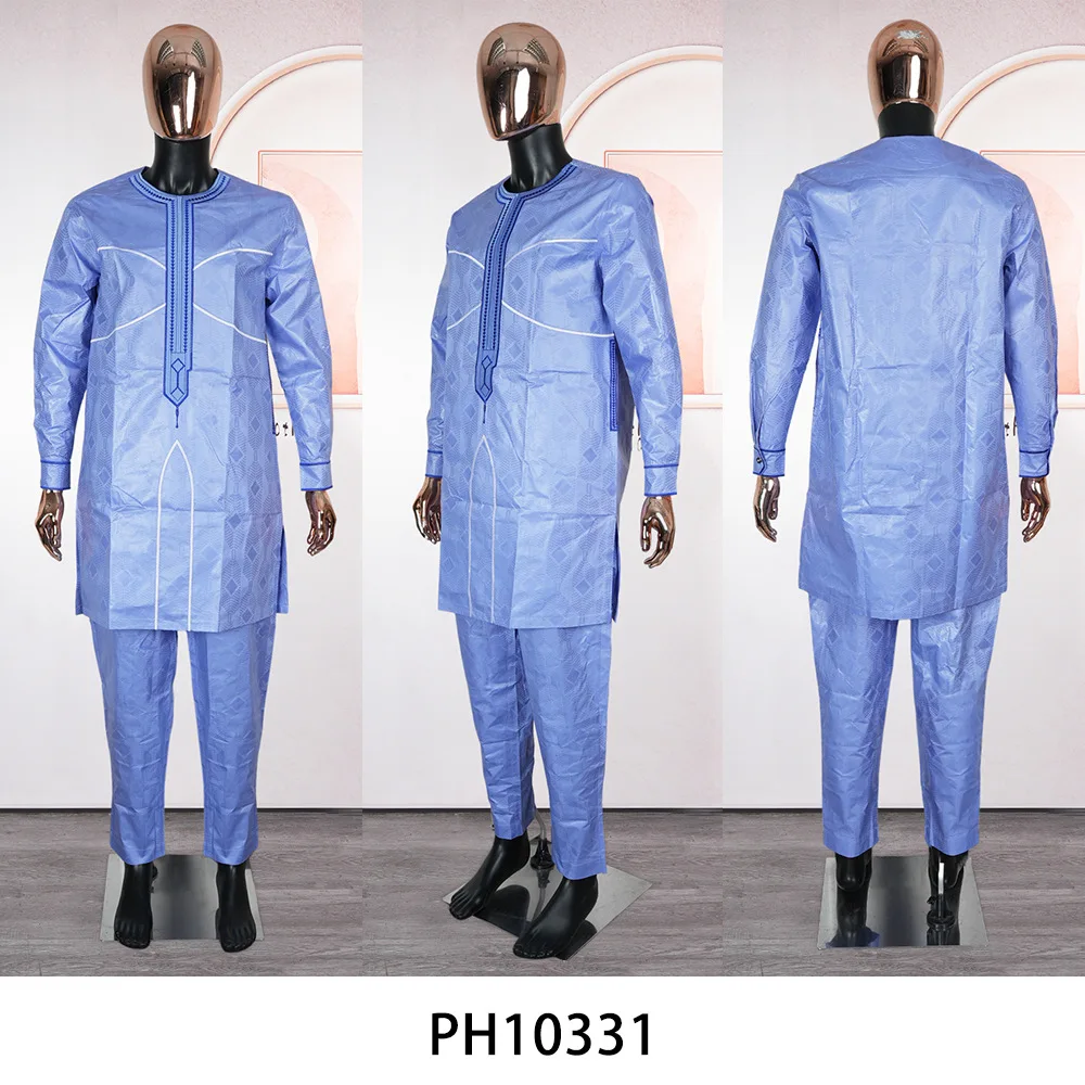 Dashiki African Clothes for Men Dashiki Tradition Outfit Robe Embroidery Red Tops Pants Suits 2025 Muslim Wedding Party Clothing