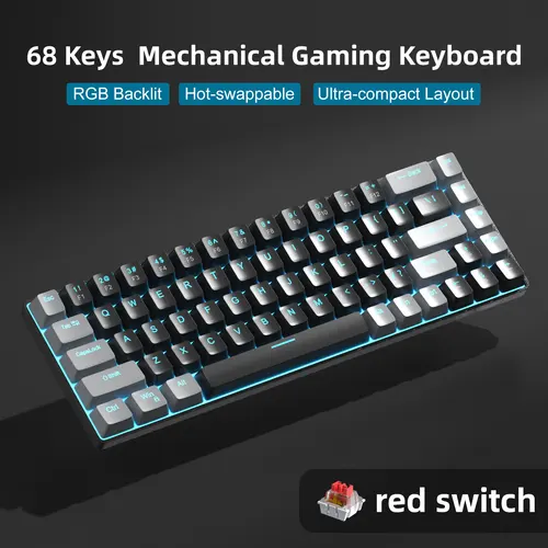 Imagen 2 del producto MageGee Teclado mecánico portátil 60% para juegos, MK-Box LED retroiluminado compacto 68 teclas Mini teclado de oficina con cable para PC Windows