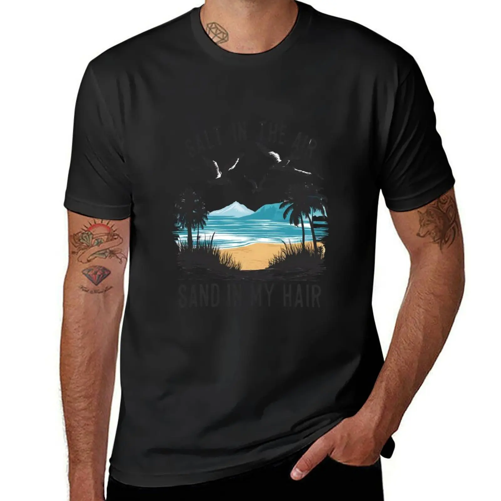 Seaside Serenity: Gulls Soaring Over Sandy Shores T-Shirt summer clothes new edition customs mens graphic t-shirts pack