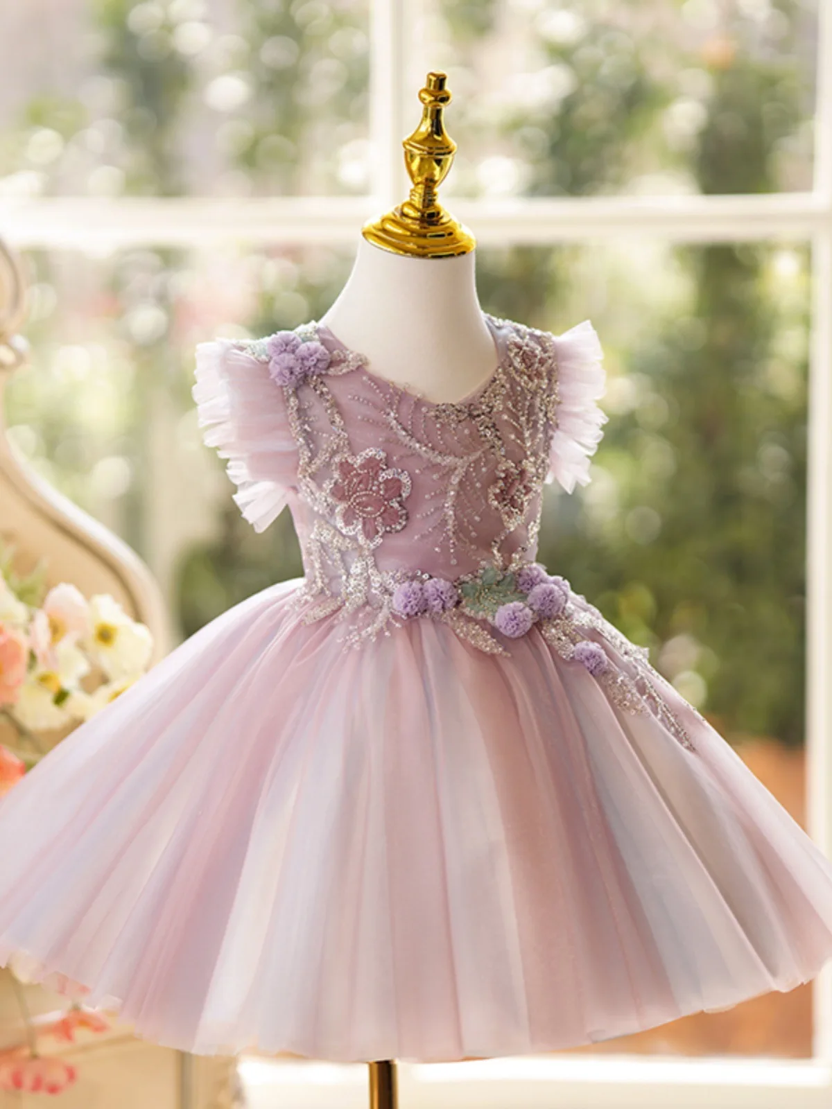 Baby Girl Dress for Party Ball Flower Girl Sequin Beaded Wedding Little Girl Bridesmaid Dresses Children Princess Tutu Dress