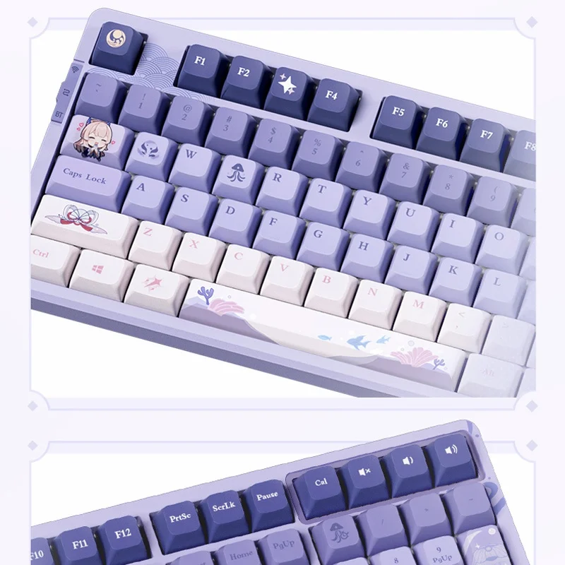 Genshin Mechanical Gaming Keyboard Coral Palace Heart Sea Pearl Of Wisdom Three-Mode Rgb Lighting 108 Keys Computer Accessories