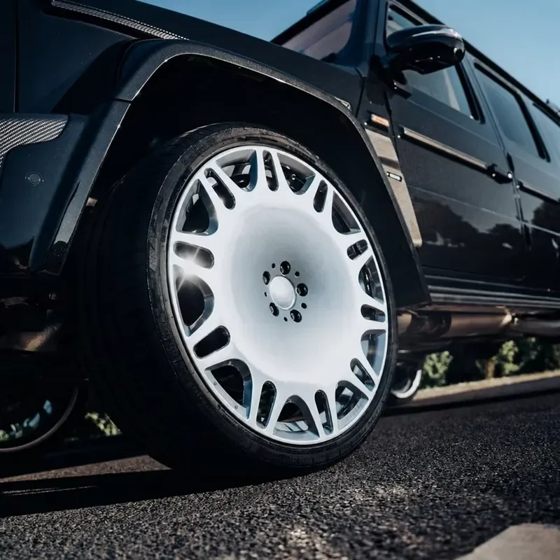 Custom Forged One-Piece Style Alloy Wheel Rim Machined Silver Face Gloss Black Inserts 5-Lug Custom Diameter PCD ET CB