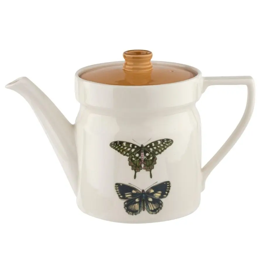

Botanic Garden Harmony Teapot, 2 Pint Fine Earthenware, Elegant Butterfly Motif with Amber Lid, Vintage Teapot for Afternoon Tea