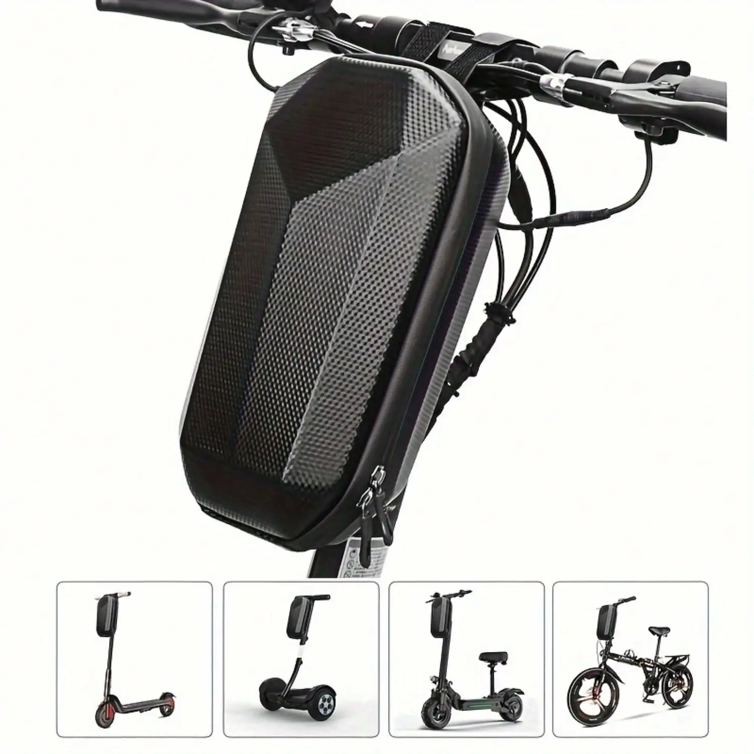 Waterproof Electric Scooter Handlebar Storage Bag - Durable EVA Shell, Sleek Design, Versatile for Bicycles & Balance Bikes