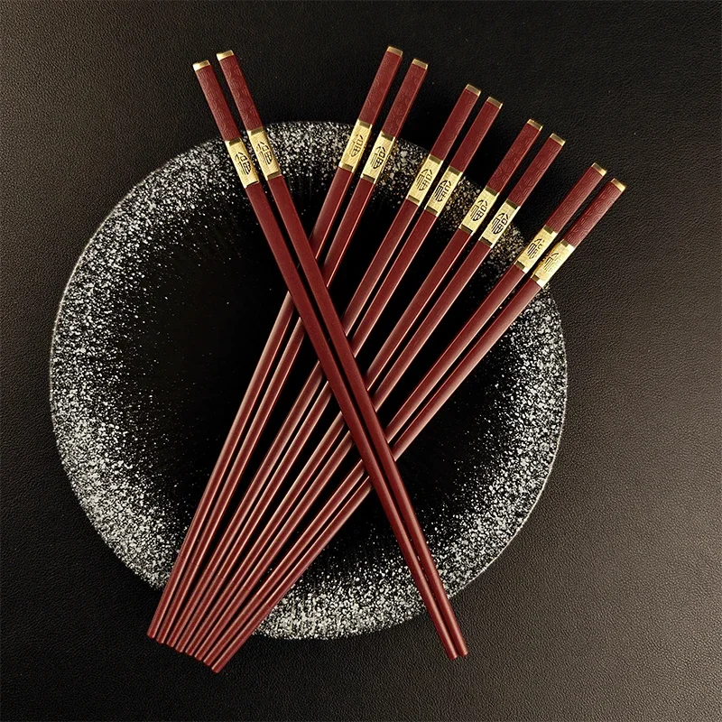 5/10 Pairs 24.9cm Red Reusable Chopsticks Sushi Sticks Non-Slip Chopstick Korean Japanese Food Chinese Chopsticks Set