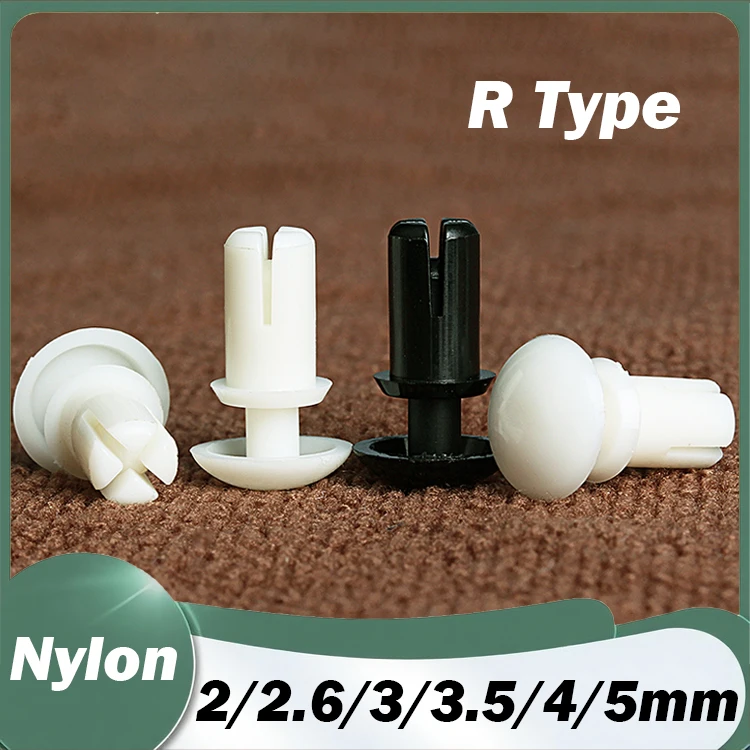 50Pcs White/Black Nylon Plastic Press Rivet Clip Expansion Tube Anchor Plug for PC Board Fix 2mm 2.6mm 3mm 3.5mm 4mm 5mm R Type