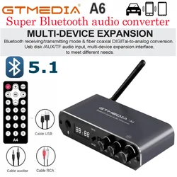 [Genuine] GTMedia A6 USB Wireless Bluetooth Audio Adapter Support TF card playback USB U-Disk 3.5mm AUX Car Audio+remote control