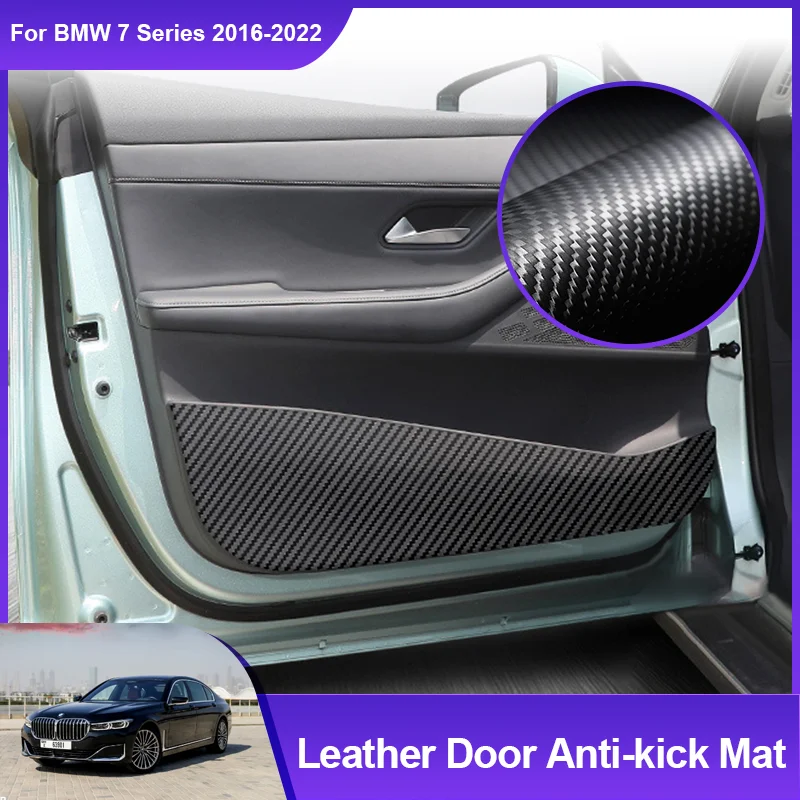 

for BMW 7 Series G11 2016~2022 2020 2021 Carbon fiber Car Door Anti-Kick Mat Pads Anti Dirty Protective Stickers Accessories 4x