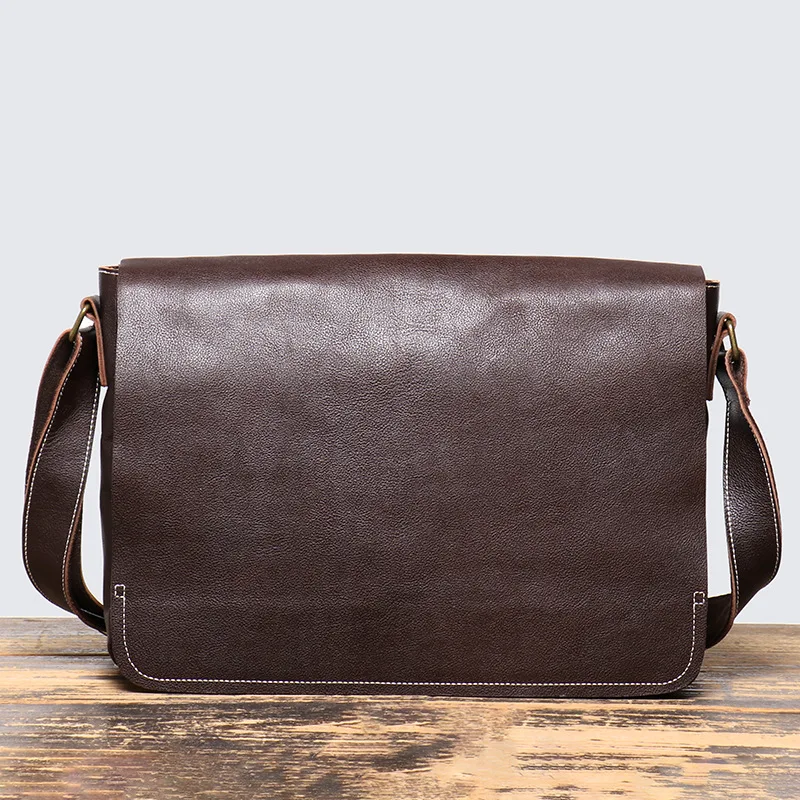 Retro-Modern Men's Vegetable-Tanned Cowhide Messenger Bag - Convertible Shoulder/Crossbody Laptop Briefcase, Work Bag