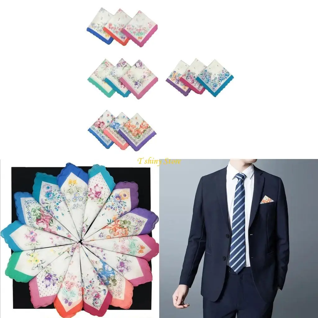 N58F Floral Pattern Sweat Absorbent Pocket Handkerchief for Sports and Outdoor Activity Soft and Absorbent Pocket Towel
