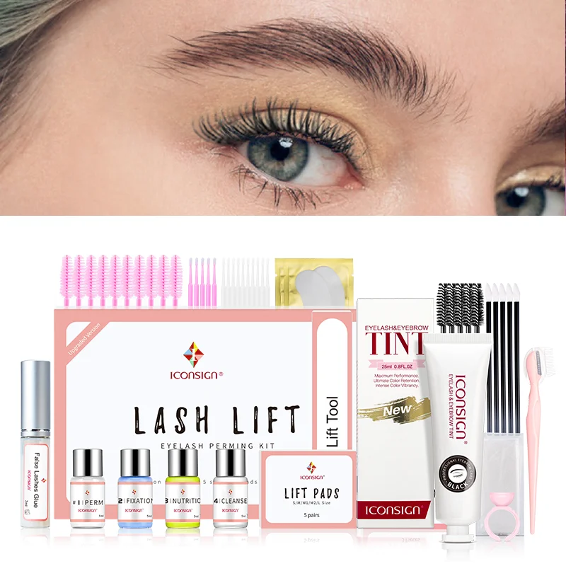 ICONSIGN Upgrade Version Lash Lift Kit + Eyelash Eyebrow Tint Set Lash Lifting Dye Eyelash Brow Beard Eye Makeup Tools Wholesale