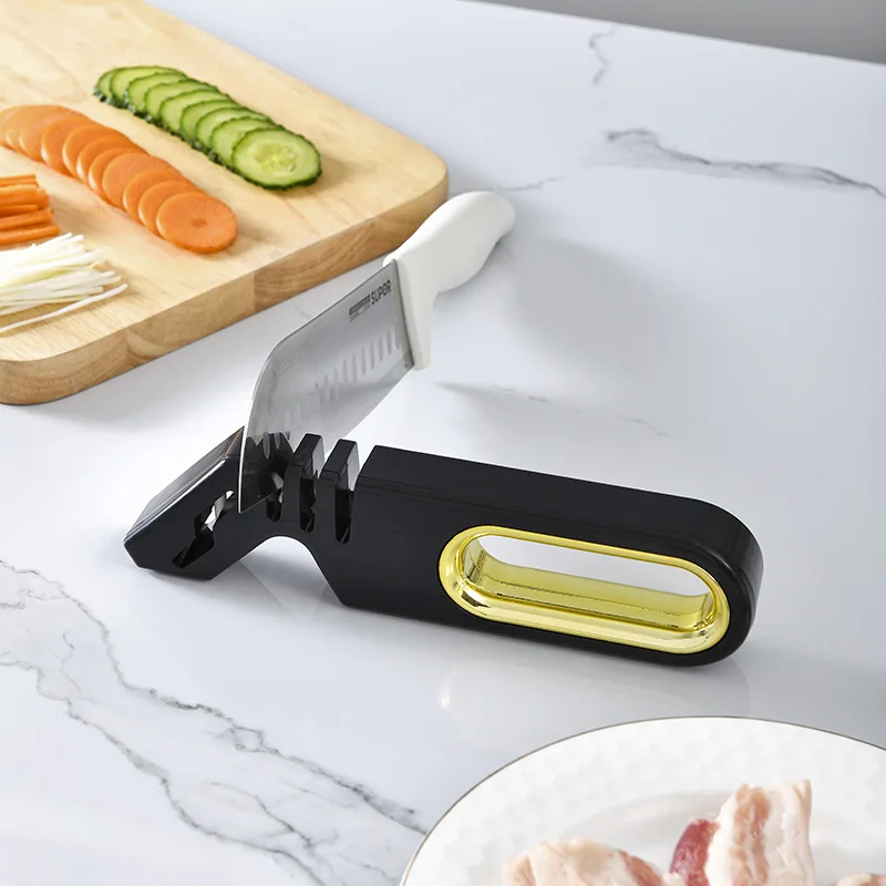 

Многофункциональная ручная точилка с противоскользящим основанием, точилка для кухонных ножей и ножниц, удобная и быстрая