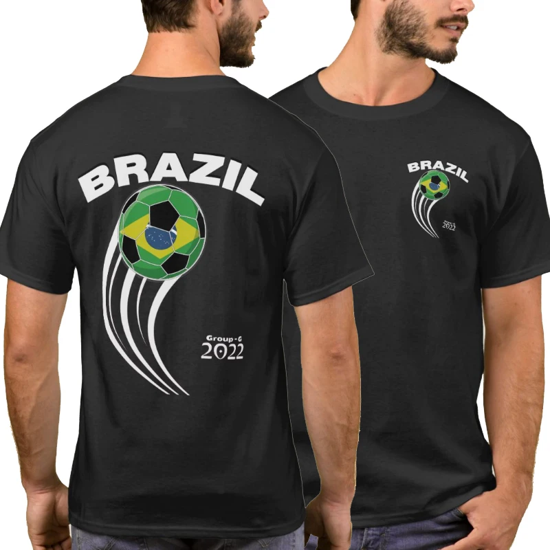 

2022 World Football Proud Brazil Team Fans T-Shirt New 100% Cotton Short Sleeve O-Neck Harajuku Casual Mens T-shirt Streetwear