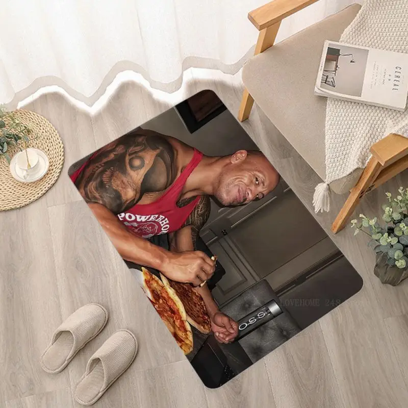 Dwayne Johnson Eating Blueberry Pancakes Bathroom Mat INS Style Soft Bedroom Floor House Laundry Room Anti-skid Doormat Area Rug