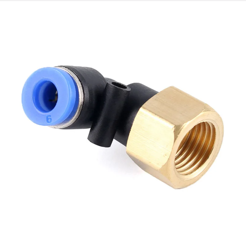 Pneumatic Quick Connector L-Type Blue PLF Elbow Internal Thread 6-01 8-02 Gas Pipe Connector 3/4points M5