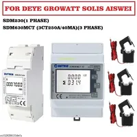 For DEYE Growatt Solis Aiswei Inverter Single Three 1 3 Phase DIN Rail Modbus RS485 Smart Energy Power Meter DDSU666 DTSU666