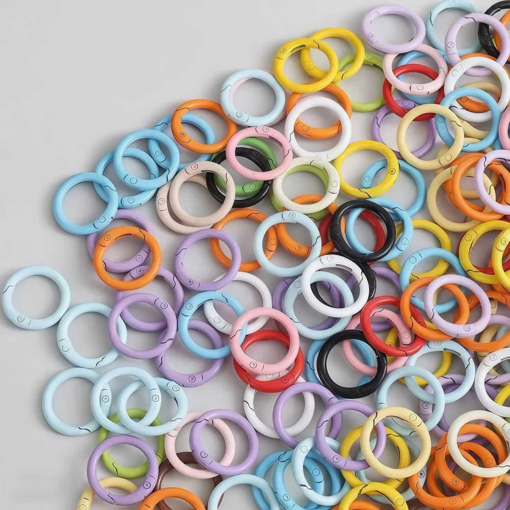 50/100 Stück Bunte Federverschlüsse, Öffnbare Runde Karabiner, Schlüsselanhänger, Taschenhaken, Hundekettenschnallen, Verbinder für DIY-Schmuck – Detail 1