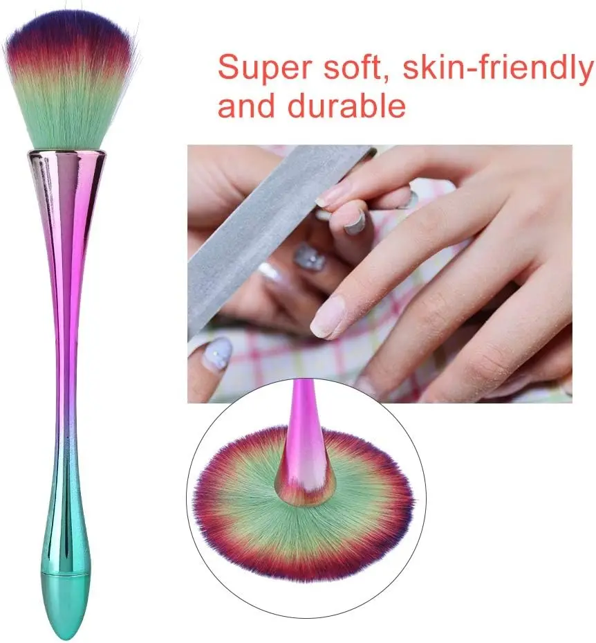 7 Styles Professional Nail Art Brush Rose Gold Powder Dust Cleaner Super Fluffy Long-Handled Blush Makeup Brushes Manicure Tools