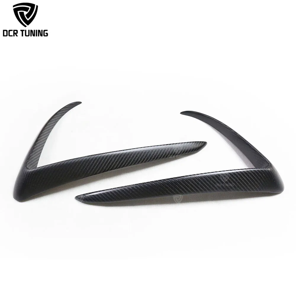 Matte Black Fog Light Trim for Tesla Model 3 Dry Carbon Fiber Front Canards Trim Exterior Bumper Splitter Protect Cover