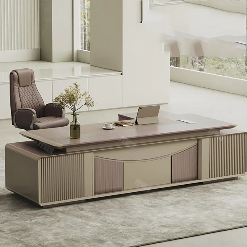 

Office Lap Computer Desks Writing Executive Shelf Wooden L Shape Desk Setup Modern Escritorio Con Cajones Luxury Furniture