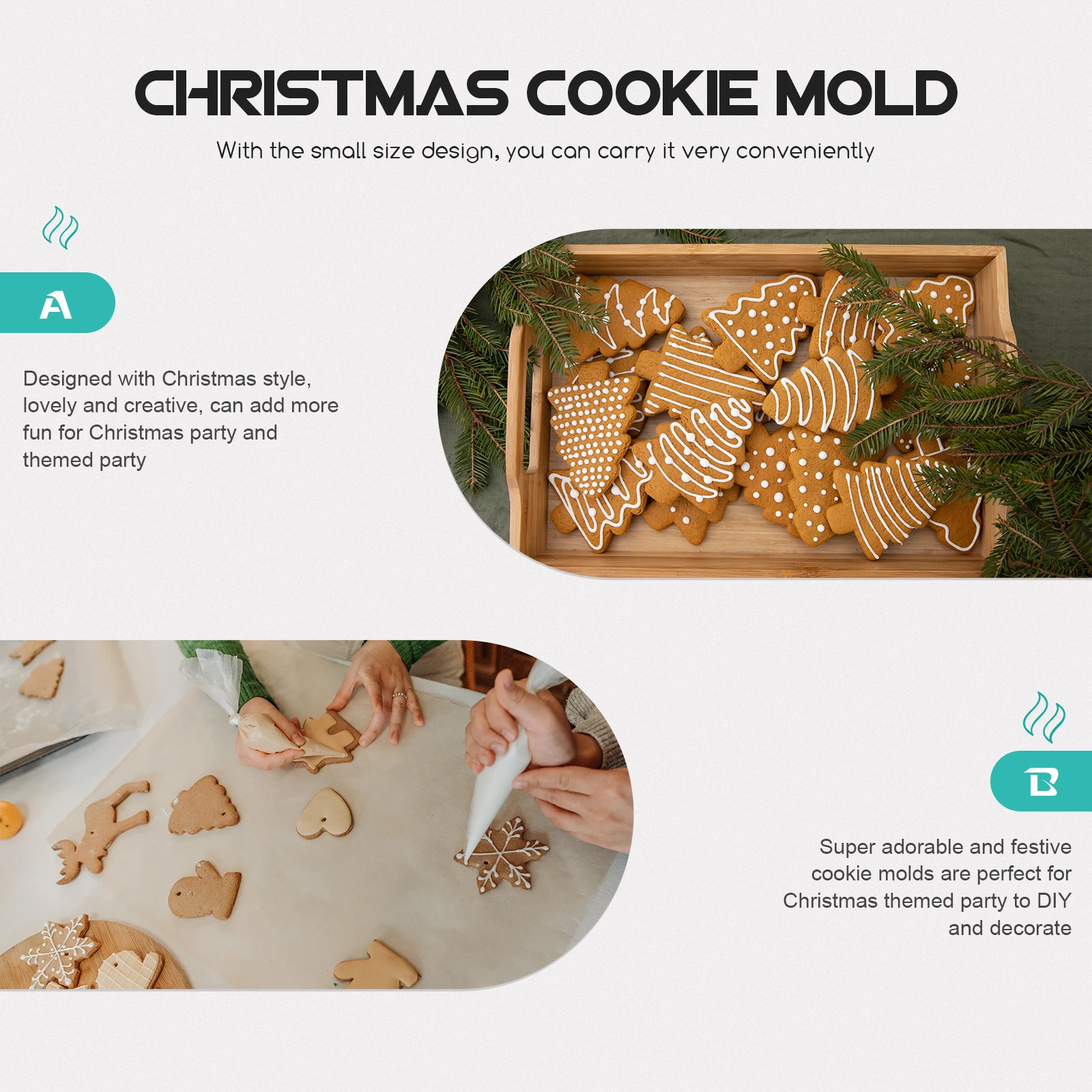 

6 Pcs Christmas Stainless Steel Biscuit Mold Father Cookie Cutters Shapes Bulk Creative