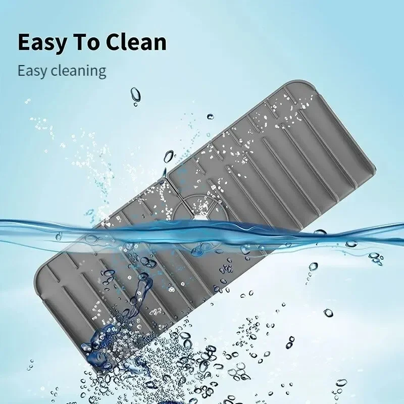 Silicone Faucet Mat Dish Soap Sponge Holder Sink Kitchen Countertop Drying Mat Bathroom Kitchen Sink Splash Guard Drain Pad image 4