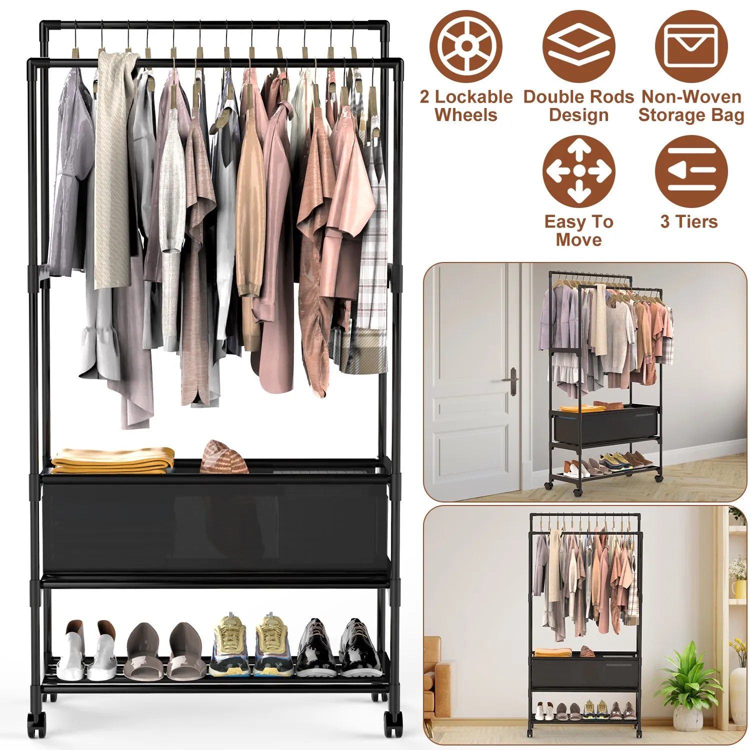 Multifunctional floor storage rack, one rack solves whole-house storage! No more messy clutter, thick load-bearing shelf for home, warehouse and store