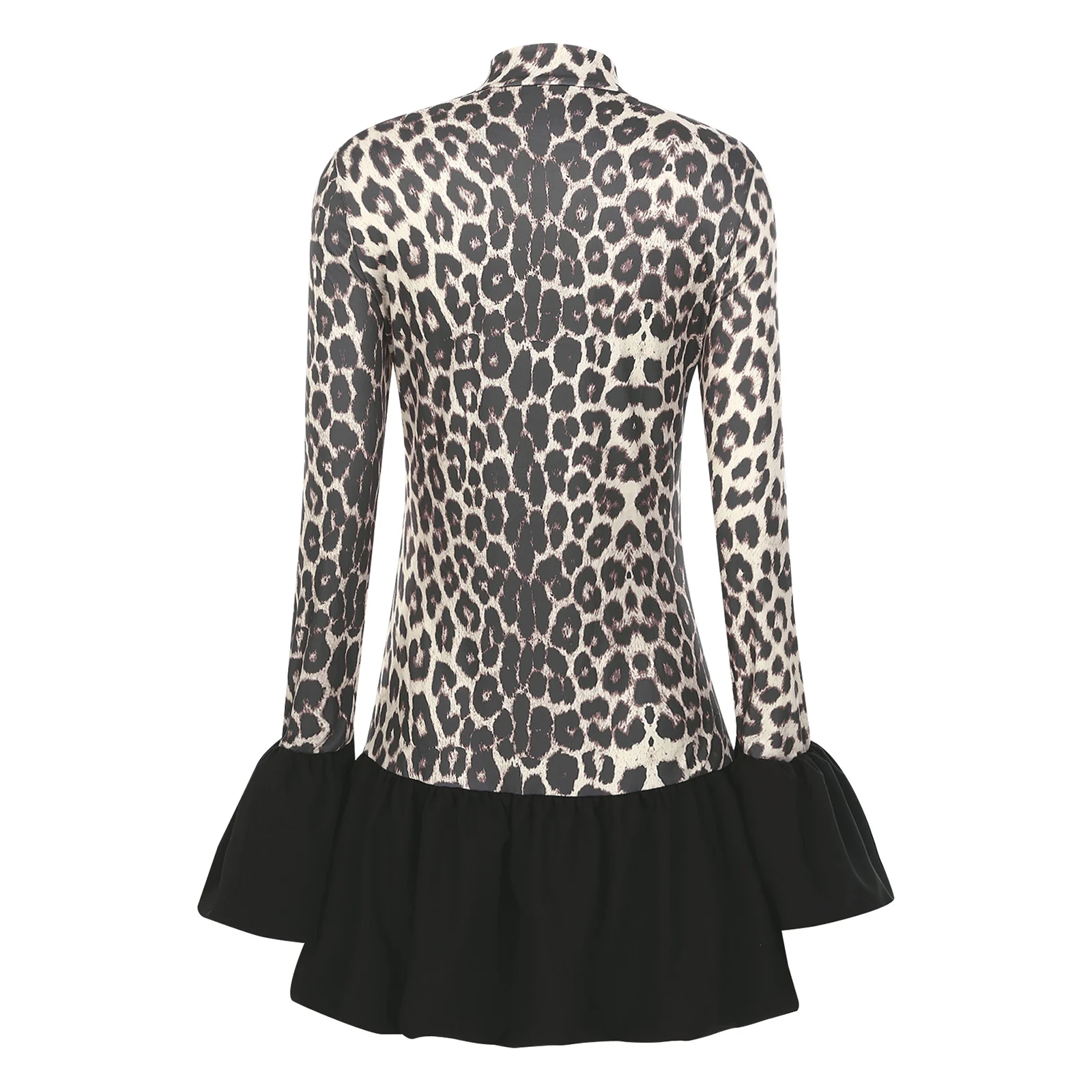 Vestidos De moda para mujer, Vestido De fiesta De manga acampanada con estampado De leopardo para cóctel, baile, banquete, Club, Concierto, Clubwear, Vestido De Fiesta