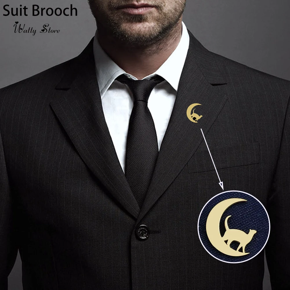 

Watty Original Cute Moon Cat Stainless Steel Brooch, Fashion Backpack Pendant, Suit Lapel Pin, Badge Gift for Friends.